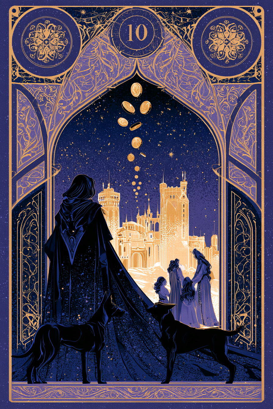 10 펜타클(10 of Pentacles) 타로 카드 그림 — 완성과 결실, 한 단계의 마무리 (물질·재물·현실…