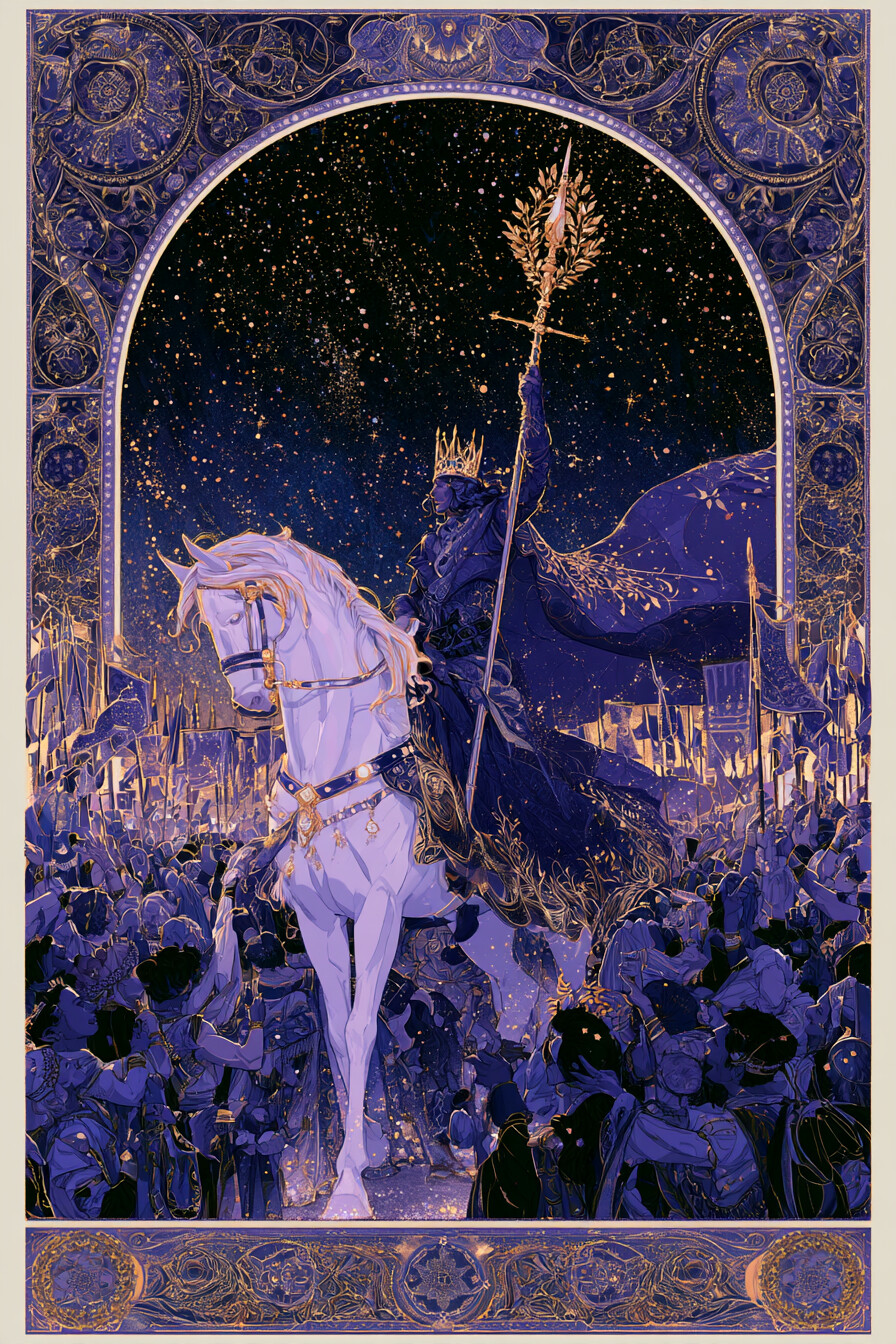 6 완드(6 of Wands) 타로 카드 그림 — 조화의 회복, 균형 잡힌 흐름 (열정·행동·일과 …