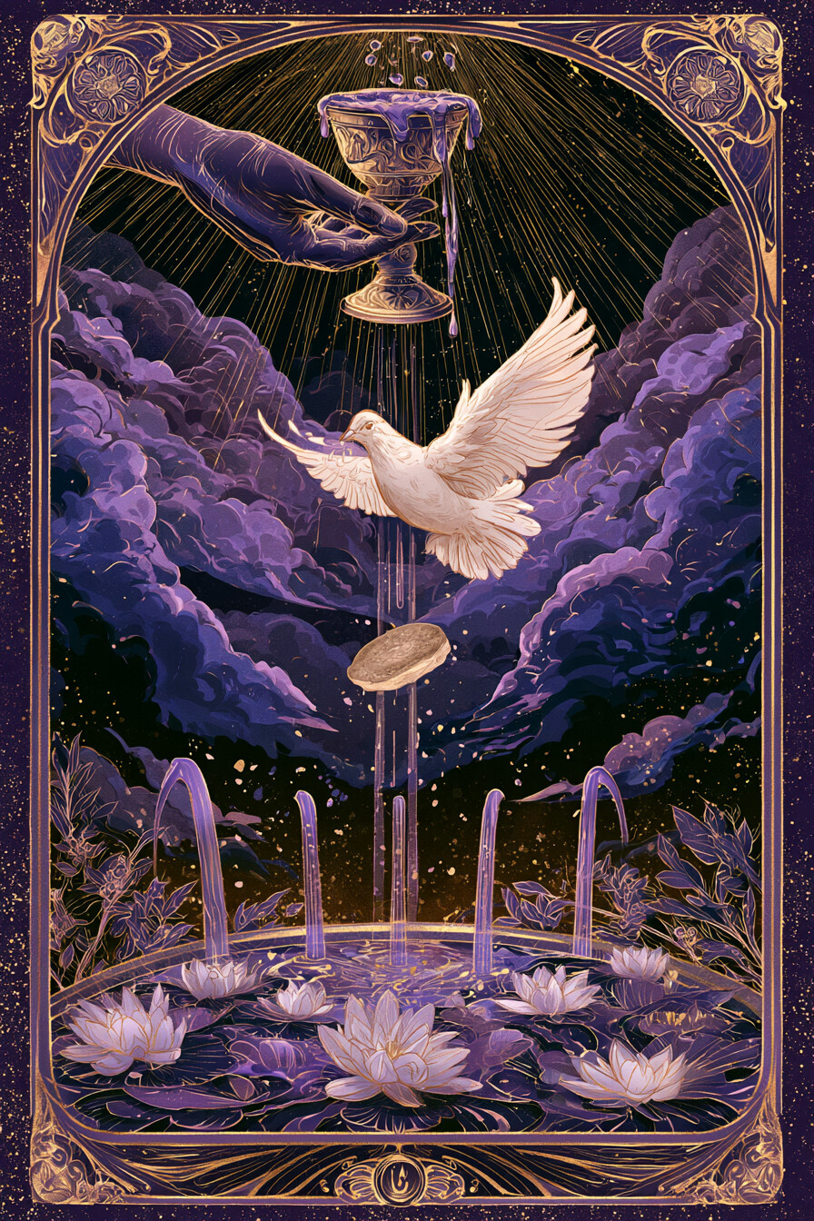 에이스 컵(Ace of Cups) 타로 카드 그림 — 새로운 시작의 씨앗, 잠재된 기회 (감정·관계·마…