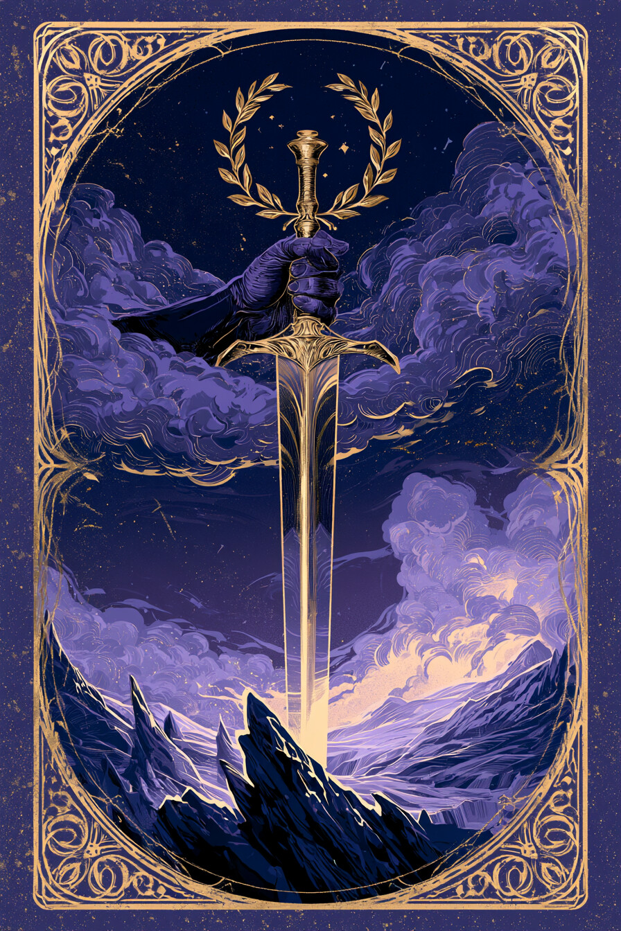 에이스 소드(Ace of Swords) 타로 카드 그림 — 새로운 시작의 씨앗, 잠재된 기회 (생각·갈등·판…